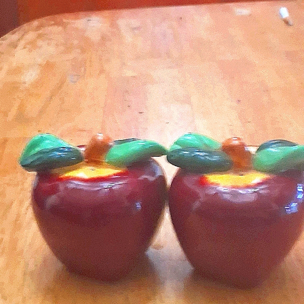 Apple Shaped Ceramic Salt and Pepper Shakers